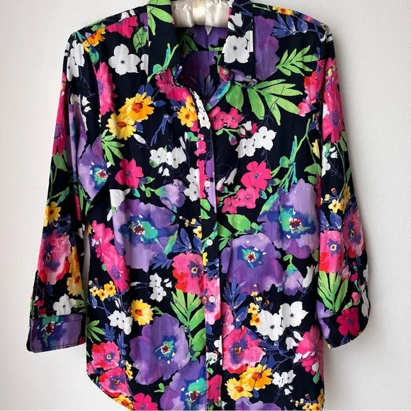 Lauren Ralph Lauren Women’s Floral 100% Cotton Shirt Size L - Picture 6 of 7